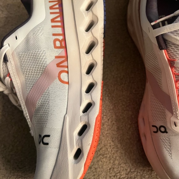 On Running Women's Athletic Shoes - White and Black with Red Accents - Picture 3 of 9